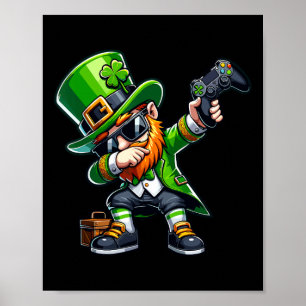 Dabbing Gamer Leprechaun Dab Tanz St Pattys St Pa Poster