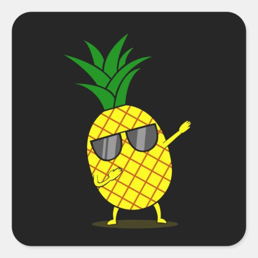 Dabbing Gelbe Ananas DAB Funny Dancing Frucht Quadratischer Aufkleber (Vorderseite)