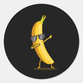 Dabbing Gelbe Banane ab Funny Dancing Frucht Runder Aufkleber