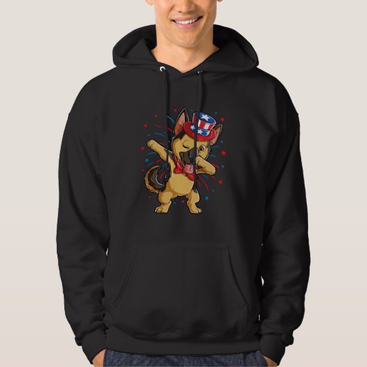 Dabbing German Shepherd 4th of July Boys Kids Amer Hoodie (Vorderseite)