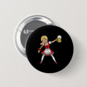 Dabbing German Women Lederhosen Drink Beer Button (Vorne & Hinten)