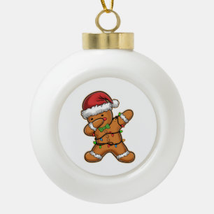 Dabbing Gingerbread Baum Weihnachten Keramik Kugel-Ornament