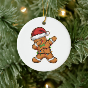 Dabbing Gingerbread Baum Weihnachten Keramik Ornament