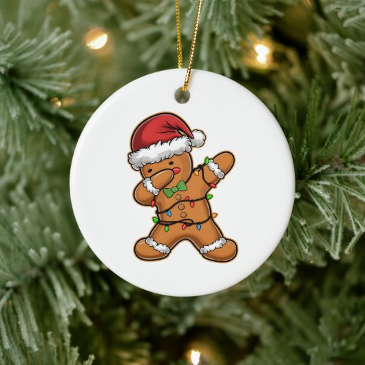 Dabbing Gingerbread Baum Weihnachten Keramik Ornament (Baum)