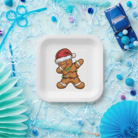 Dabbing Gingerbread Baum Weihnachten Pappteller (Party)