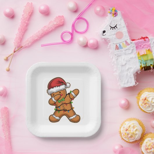 Dabbing Gingerbread Baum Weihnachten Pappteller (Party)