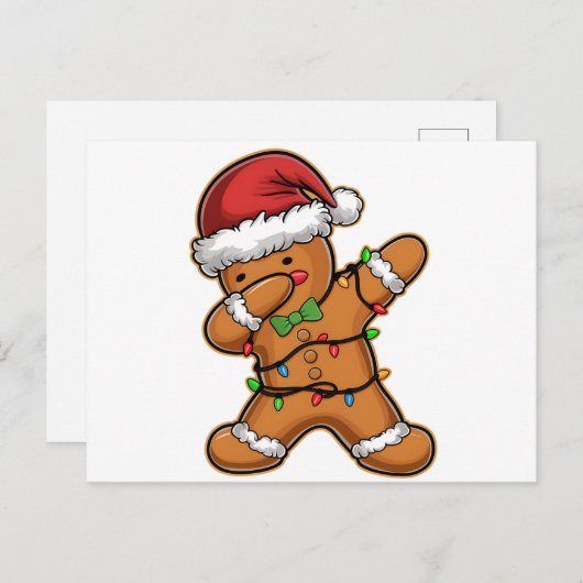 Dabbing Gingerbread Baum Weihnachten Postkarte (Vorne/Hinten)