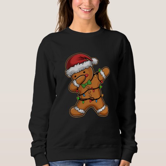 Dabbing Gingerbread Baum Weihnachten Sweatshirt (Vorderseite)