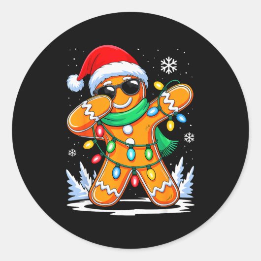 Dabbing Gingerbread Christmas Boys Girls Kids Funn Runder Aufkleber (Vorderseite)