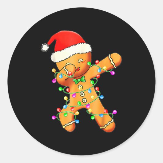 Dabbing Gingerbread Christmas Runder Aufkleber (Vorderseite)