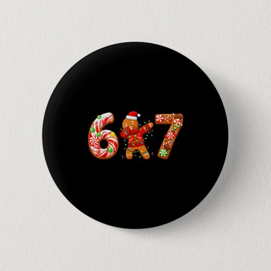 Dabbing Gingerbread Man 67 Meme Candy Christmas Sw Button (Vorderseite)