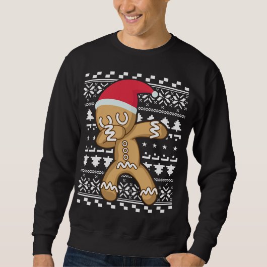 Dabbing Gingerbread Man Ugly Christmas Sweater Sweatshirt (Vorderseite)