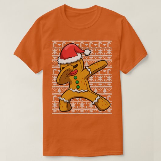 Dabbing Gingerbread Man Ugly Christmas Sweater T-Shirt (Design vorne)