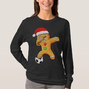 Dabbing Gingerbread Santa Soccer Weihnachten Pajam T-Shirt