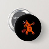 Dabbing Gingerbread Unicorn Cookie Christmas Button (Vorne & Hinten)