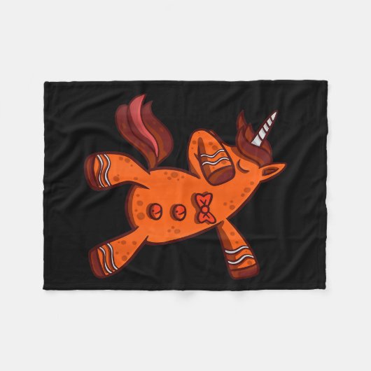 Dabbing Gingerbread Unicorn Cookie Christmas Fleecedecke (Vorderseite (Horizontal))