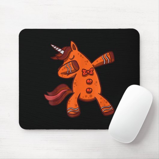 Dabbing Gingerbread Unicorn Cookie Christmas Mousepad (Mit Mouse)