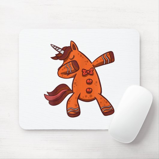 Dabbing Gingerbread Unicorn Cookie Christmas Mousepad (Mit Mouse)