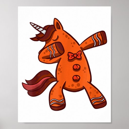 Dabbing Gingerbread Unicorn Cookie Christmas Poster (Vorne)