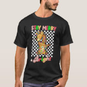 Dabbing Giraffe Bleibe Merry and Bright Groovy Chr T-Shirt (Vorderseite)