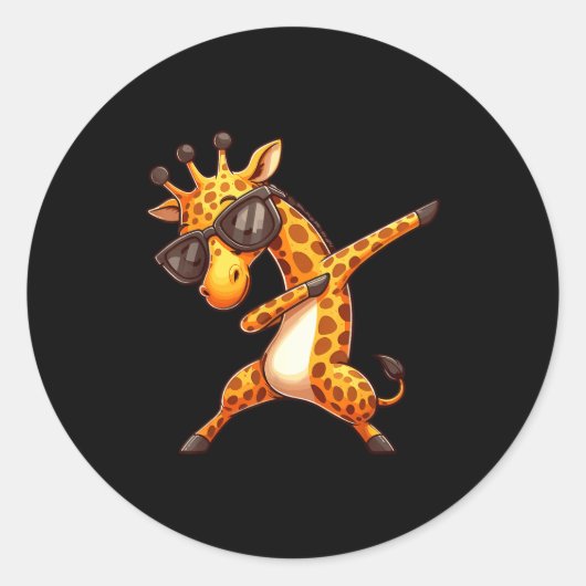 Dabbing Giraffe Runder Aufkleber (Vorderseite)