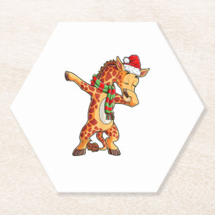 Dabbing Giraffe Santa T Shirt Weihnachtskids Jungs Untersetzer