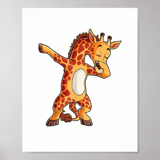 Dabbing Giraffe T Shirt Giraffen Funny Dab Dance T Poster (Vorne)