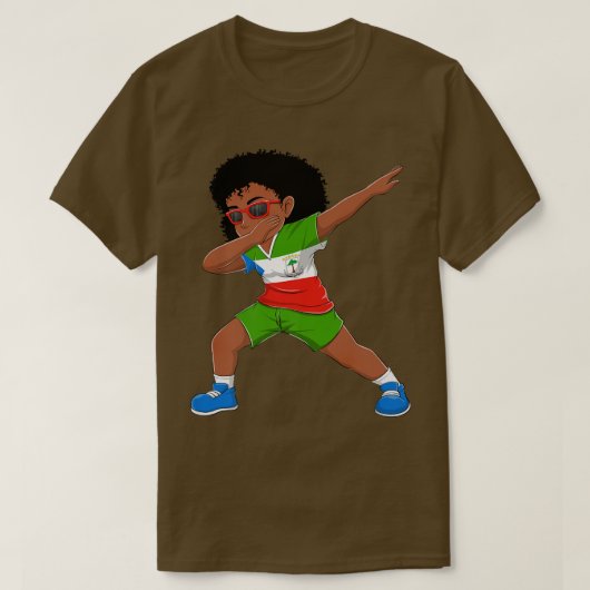 Dabbing Girl Equatorial Guinea Flag Kinder Dab Tan T-Shirt (Design vorne)