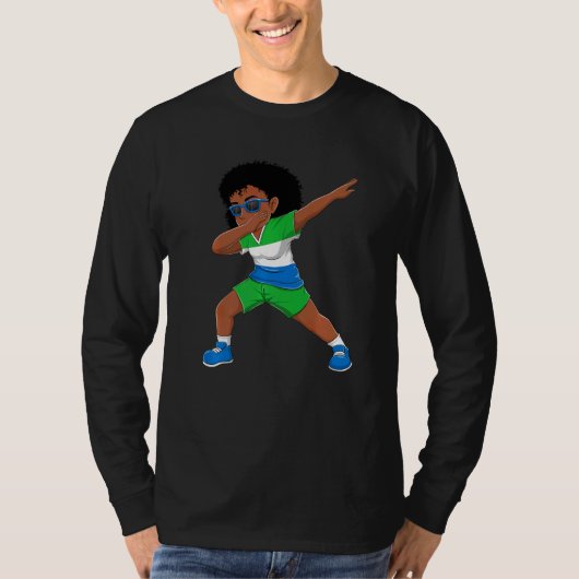 Dabbing Girl Sierra Leone Flag Kinder in Sierra Le T-Shirt (Vorderseite)