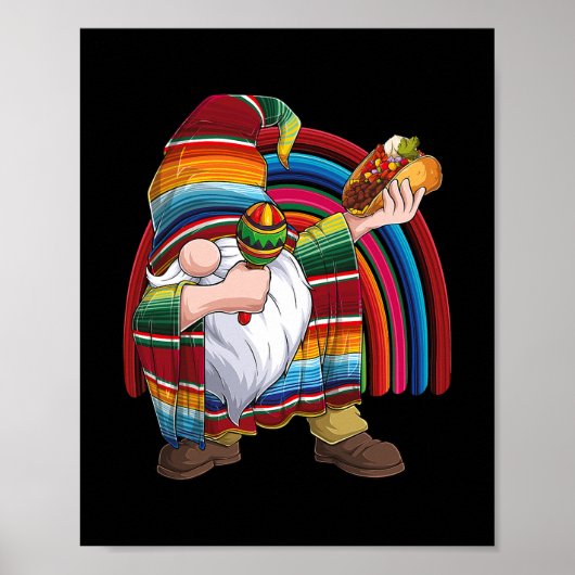 Dabbing Gnome Cinco De Mayo Fiesta Rainbow Taco Poster (Vorne)