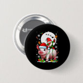 Dabbing Gnome On G Christmas Santa Colorful Lights Button (Vorne & Hinten)