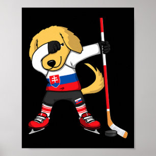 Dabbing Golden Retriever Slowakei Eishockeyfans Poster