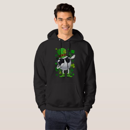 Dabbing Golf Ball Leprechaun Saint Patrick's Day M Hoodie (Vorne ganz)