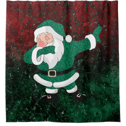 Dabbing Green Santa Claus | Fun Holiday XMAS Spaß Duschvorhang (Vorderseite)