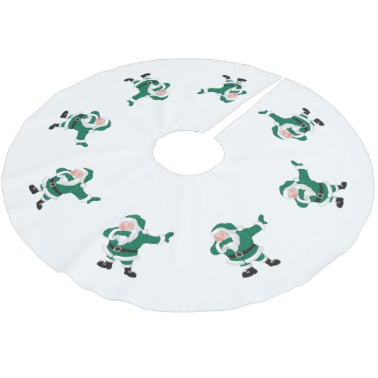Dabbing Green Santa Claus | Fun Holiday XMAS Spaß Polyester Weihnachtsbaumdecke (Schrägansicht)