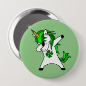 Dabbing Green Unicorn St. Patrick's Day Clover Button (Vorne & Hinten)