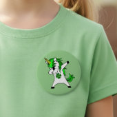 Dabbing Green Unicorn St. Patrick's Day Clover Button