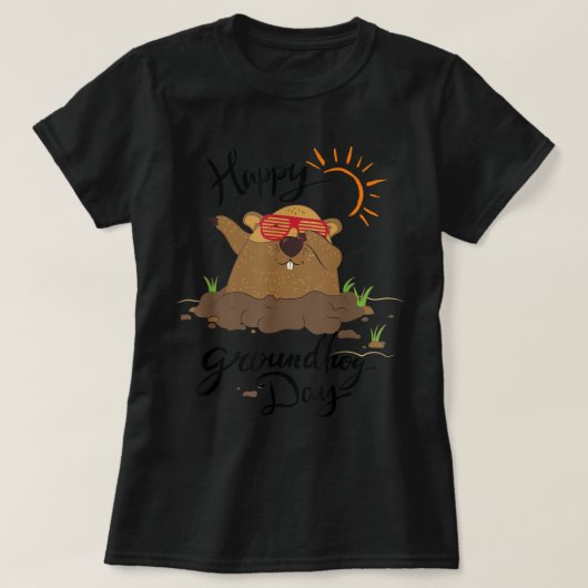 Dabbing Groundhog Liebhaber Glücklicher Groundhog T-Shirt (Design vorne)