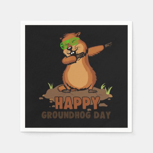 Dabbing Groundhog Liebhaber Happy Groundhog Day T- Serviette (Vorderseite)