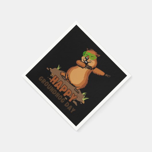 Dabbing Groundhog Liebhaber Happy Groundhog Day T- Serviette (Ecke)