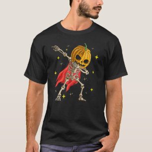 Dabbing Halloween Beängstigender Kürbisskelett Kos T-Shirt