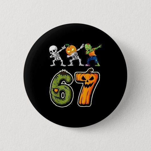 Dabbing Halloween Boys Six Seven 67 Meme Funny Kid Button (Vorderseite)