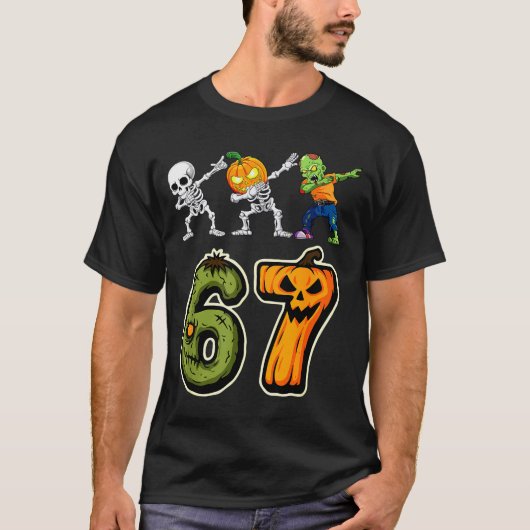 Dabbing Halloween Boys Six Seven 67 Meme Funny Kid T-Shirt (Vorderseite)