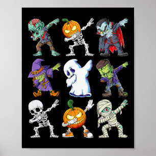 Dabbing Halloween Boys Skeleton Zombie Beängstigen Poster