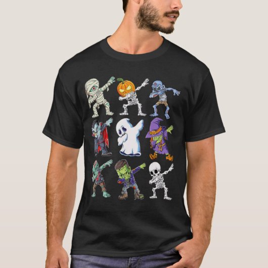 Dabbing Halloween Boys Skeleton Zombie Mummy T-Shirt (Vorderseite)