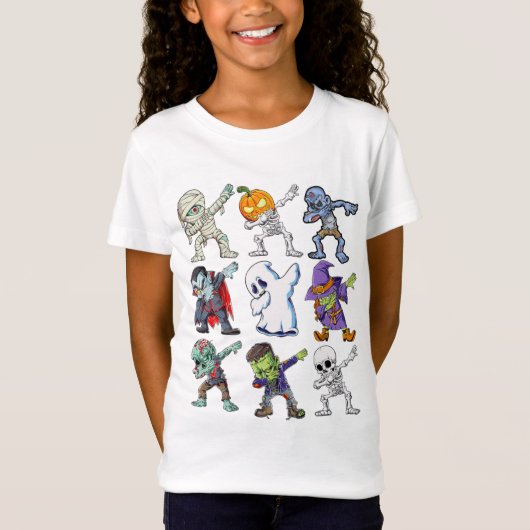 Dabbing Halloween Boys Skeleton Zombie Mummy T-Shirt (Vorderseite)