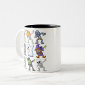 Dabbing Halloween Boys Skeleton Zombie Mummy Zweifarbige Tasse (Vorderseite Links)