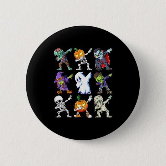 Dabbing Halloween Boys Skeleton Zombie Y Pumpkin M Button (Vorderseite)