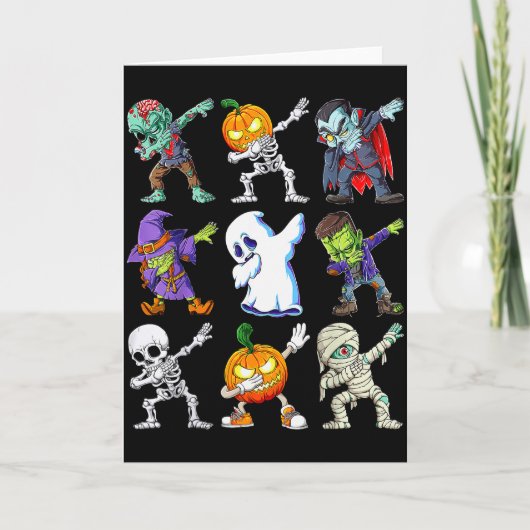 Dabbing Halloween Boys Skeleton Zombie Y Pumpkin M Karte (Vorderseite)