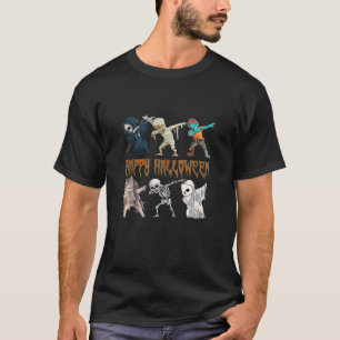Dabbing Halloween Funny Unicorn Skeleton Mummy Zom T-Shirt